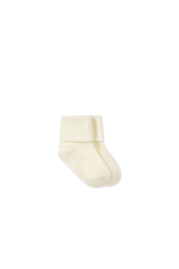 Classic Rib Sock - Parchment Childrens Sock from Jamie Kay USA