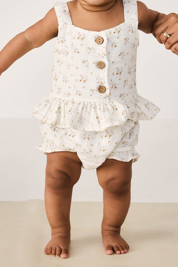 Organic Cotton Muslin Frill Bloomer - Nina Watercolour Floral Childrens Bloomer from Jamie Kay USA