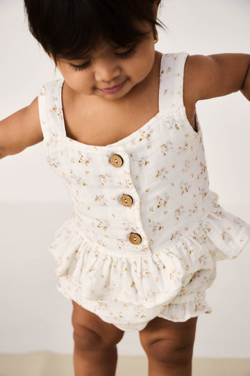Organic Cotton Muslin Indie Top - Nina Watercolour Floral Childrens Top from Jamie Kay USA