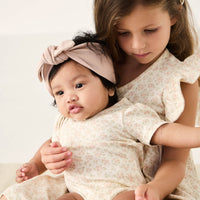 Organic Cotton Cap Sleeve Bodysuit - Rosalie Floral Mauve Childrens Bodysuit from Jamie Kay USA