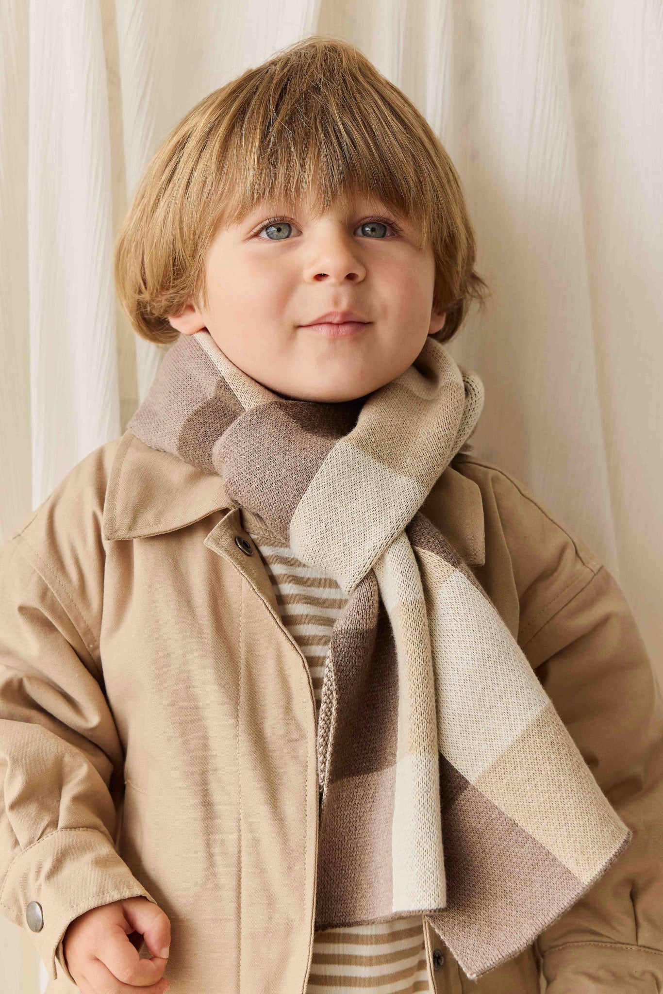 Checkered Scarf - Brioche – Jamie Kay USA