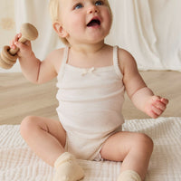 Organic Cotton Modal Singlet Bodysuit - Parchment Childrens Bodysuit from Jamie Kay USA