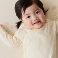 Organic Cotton Modal Marina Long Sleeve Bodysuit - Parchment Childrens Bodysuit from Jamie Kay USA