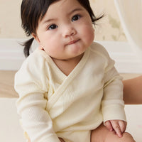 Organic Cotton Modal Marina Long Sleeve Bodysuit - Parchment Childrens Bodysuit from Jamie Kay USA