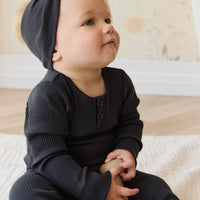 Organic Cotton Modal Long Sleeve Bodysuit - Ebony Childrens Bodysuit from Jamie Kay USA