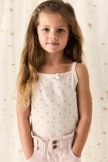 Organic Cotton Singlet - Ditsy Berry Rose Childrens Singlet from Jamie Kay USA