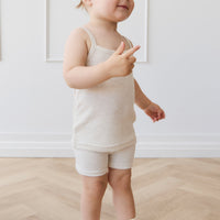 Organic Cotton Modal Elisa Bike Short - Oatmeal Marle Childrens Short from Jamie Kay USA