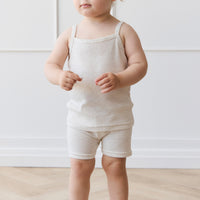Organic Cotton Modal Elisa Bike Short - Oatmeal Marle Childrens Short from Jamie Kay USA