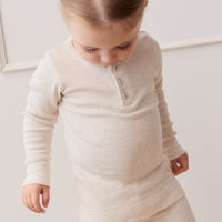 Organic Cotton Modal Long Sleeve Henley - Oatmeal Marle Childrens Top from Jamie Kay USA