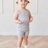 Organic Cotton Modal Elisa Bike Short - Light Grey Marle Childrens Short from Jamie Kay USA