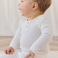 Organic Cotton Modal Long Sleeve Bodysuit - Milk Childrens Bodysuit from Jamie Kay USA