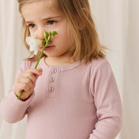 Organic Cotton Modal Long Sleeve Henley - Rose Smoke Childrens Top from Jamie Kay USA