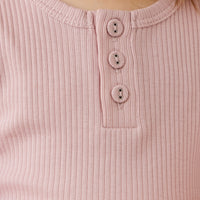 Organic Cotton Modal Long Sleeve Henley - Rose Smoke Childrens Top from Jamie Kay USA