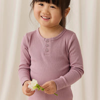 Organic Cotton Modal Long Sleeve Henley - Woodrose Childrens Top from Jamie Kay USA