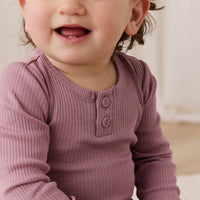 Organic Cotton Modal Long Sleeve Bodysuit - Woodrose Childrens Bodysuit from Jamie Kay USA