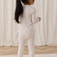 Organic Cotton Modal Long Sleeve Henley - Oatmeal Marle Childrens Top from Jamie Kay USA