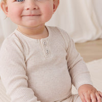 Organic Cotton Modal Long Sleeve Bodysuit - Oatmeal Marle Childrens Bodysuit from Jamie Kay USA