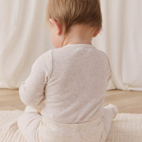 Organic Cotton Modal Long Sleeve Bodysuit - Oatmeal Marle Childrens Bodysuit from Jamie Kay USA
