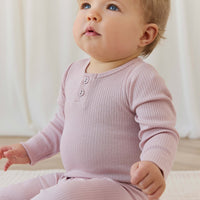 Organic Cotton Modal Long Sleeve Bodysuit - Rose Smoke Childrens Bodysuit from Jamie Kay USA