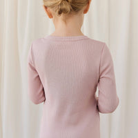 Organic Cotton Modal Long Sleeve Henley - Rose Smoke Childrens Top from Jamie Kay USA