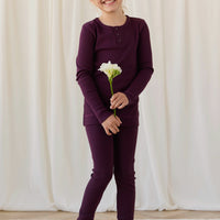 Organic Cotton Modal Long Sleeve Henley - Fig Childrens Top from Jamie Kay USA