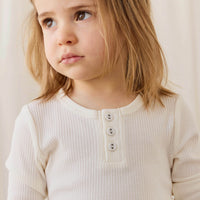 Organic Cotton Modal Long Sleeve Henley - Milk Childrens Top from Jamie Kay USA