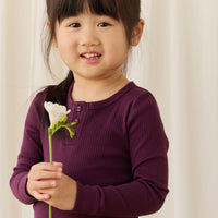 Organic Cotton Modal Long Sleeve Henley - Fig Childrens Top from Jamie Kay USA