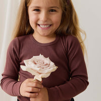 Organic Cotton Modal Marina Long Sleeve Top - Burnt Cinnamon Childrens Top from Jamie Kay USA