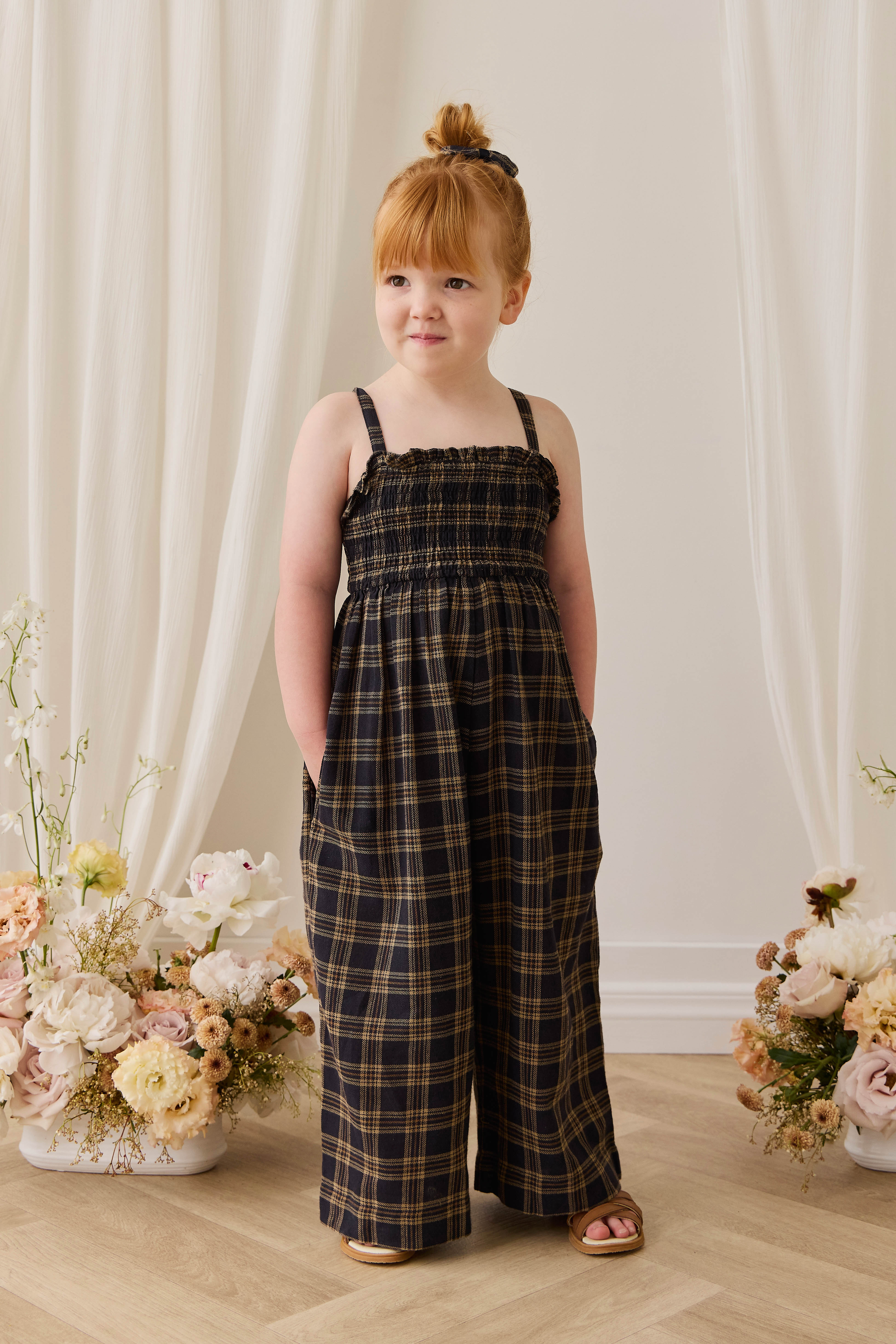 Organic Cotton Arabella Jumpsuit - Woodland Check – Jamie Kay USA