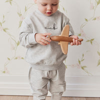 Organic Cotton Jalen Track Pant - Light Grey Marle Childrens Pant from Jamie Kay USA