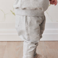 Organic Cotton Jalen Track Pant - Light Grey Marle Childrens Pant from Jamie Kay USA