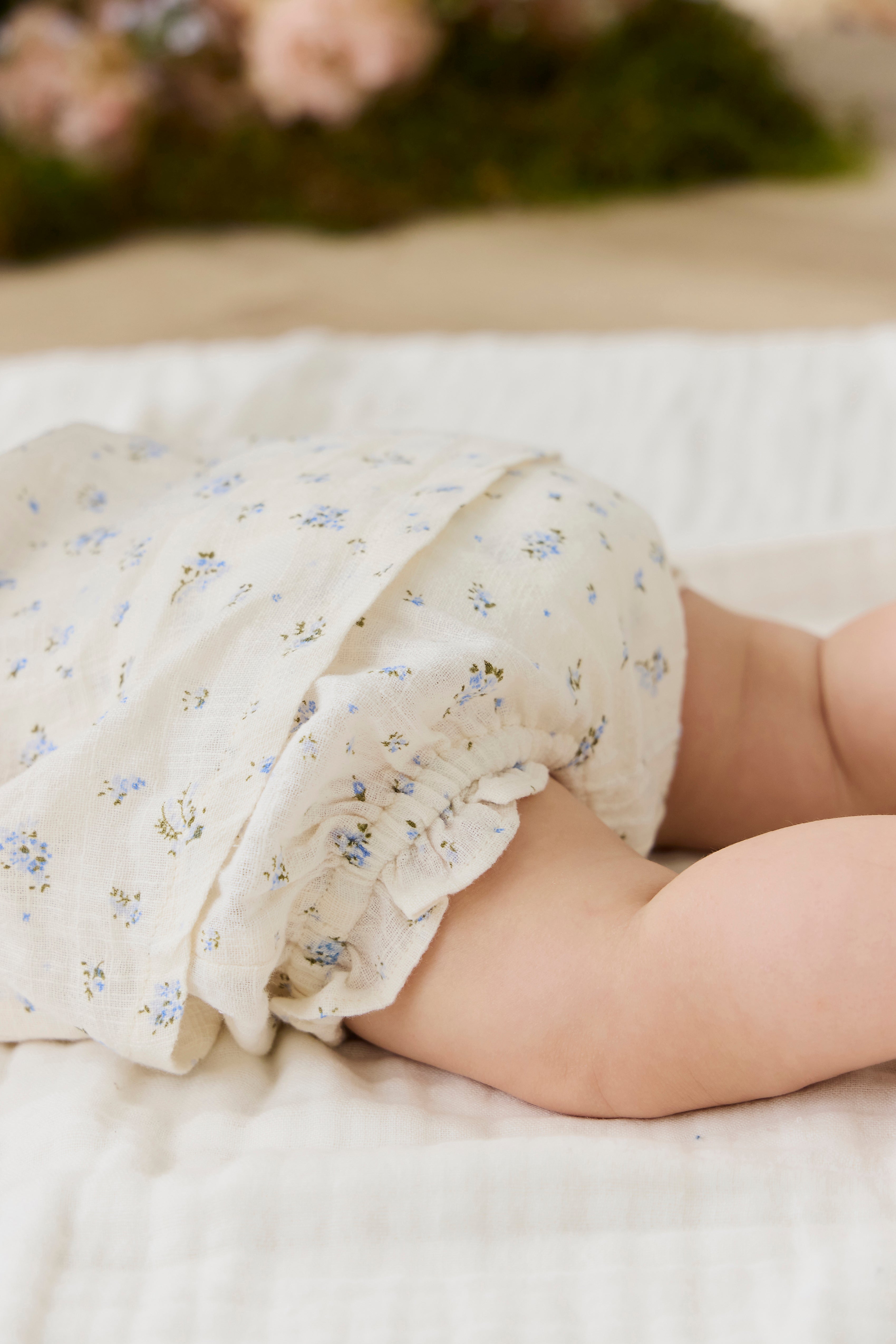 Organic Cotton Frill Bloomer - Juniper Fields Blue – Jamie Kay USA