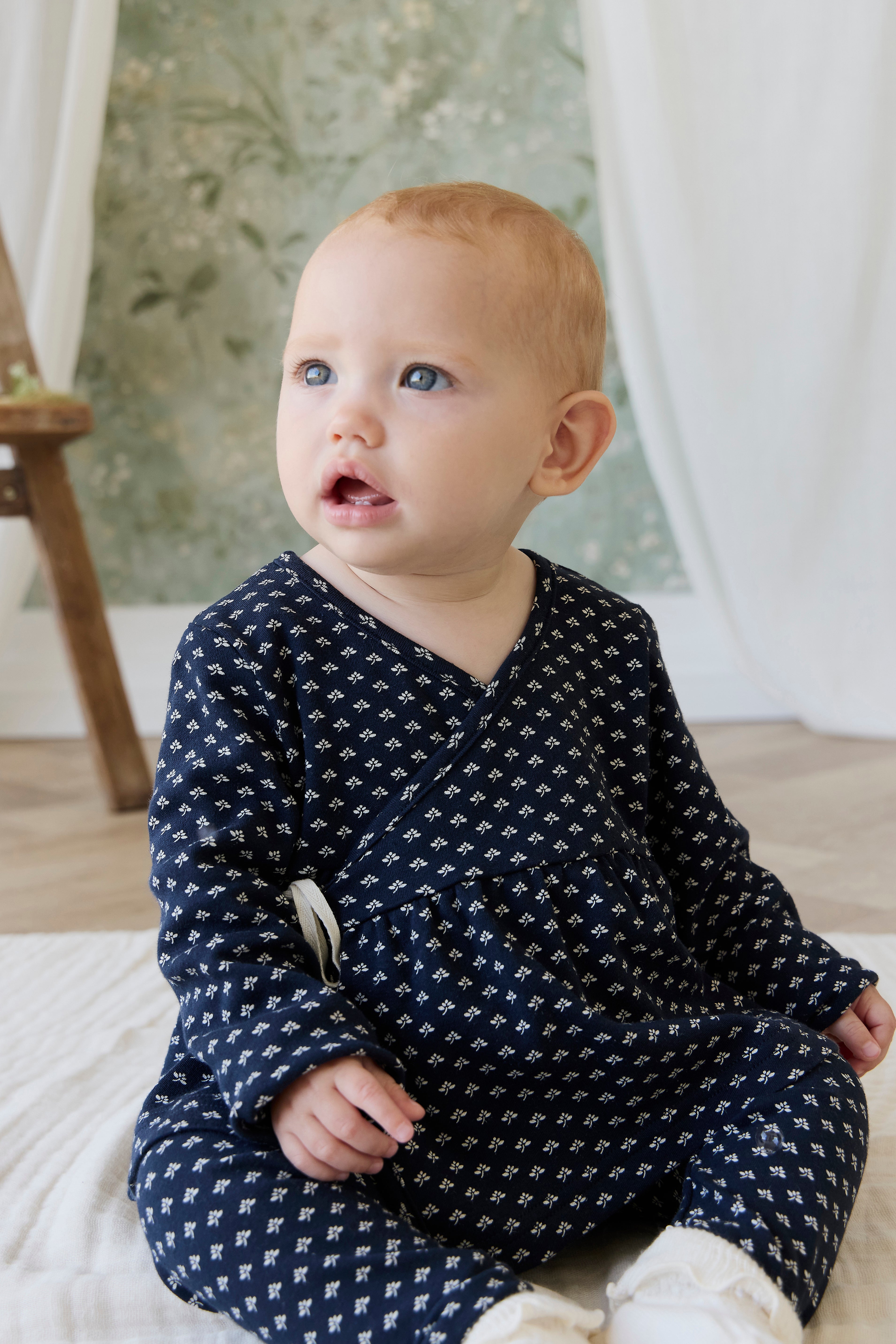 Organic Cotton Petal Wrap Top - Lisa Petite Indigo – Jamie Kay USA