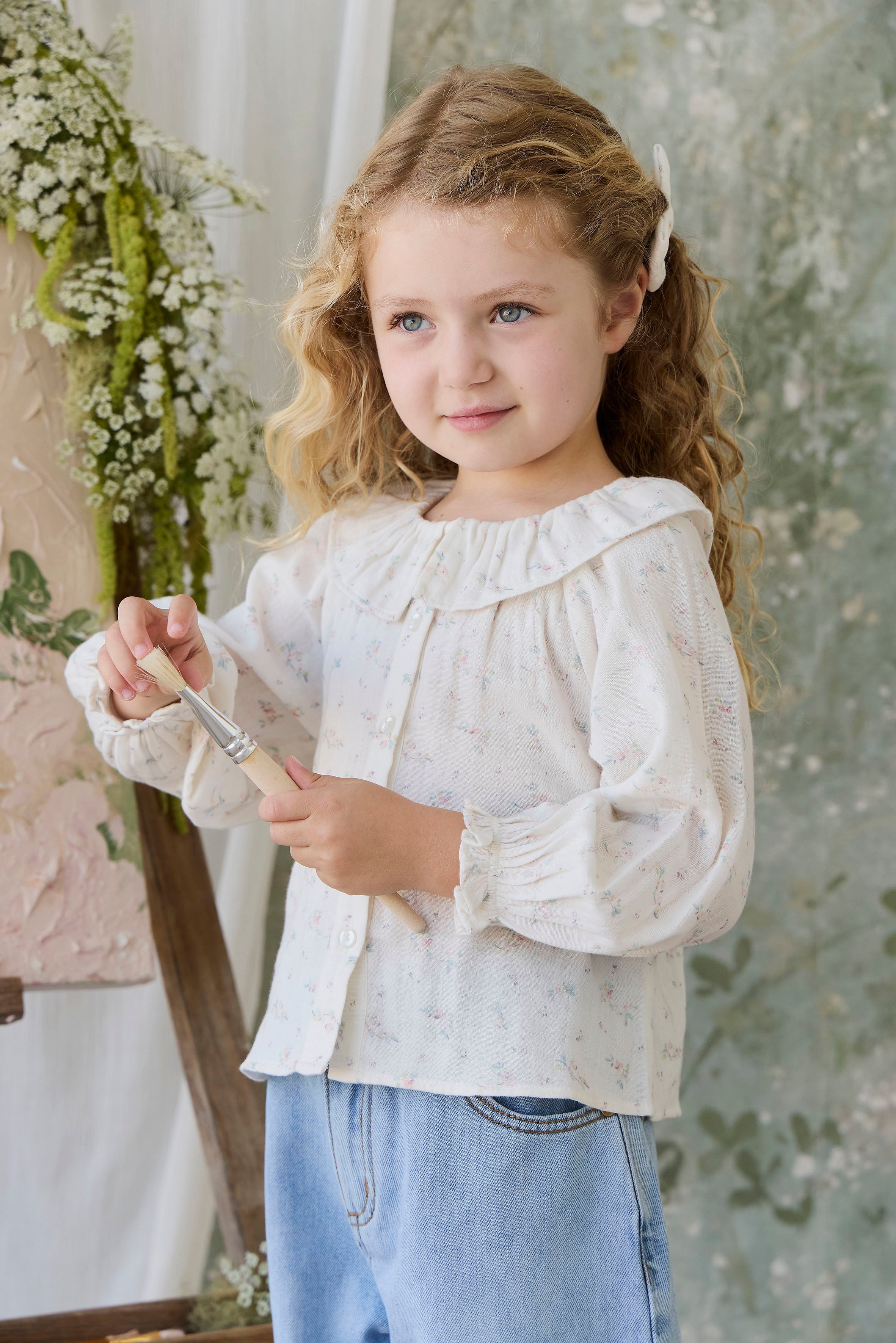 Organic Cotton Muslin Christabel Blouse - Solange Snow – Jamie Kay USA