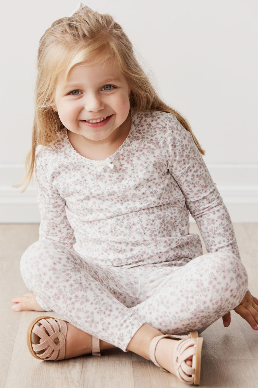 Organic Cotton Long Sleeve Top - Posy Floral Childrens Top from Jamie Kay USA