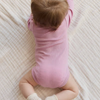 Organic Cotton Modal Long Sleeve Bodysuit - Dahlia Childrens Bodysuit from Jamie Kay USA