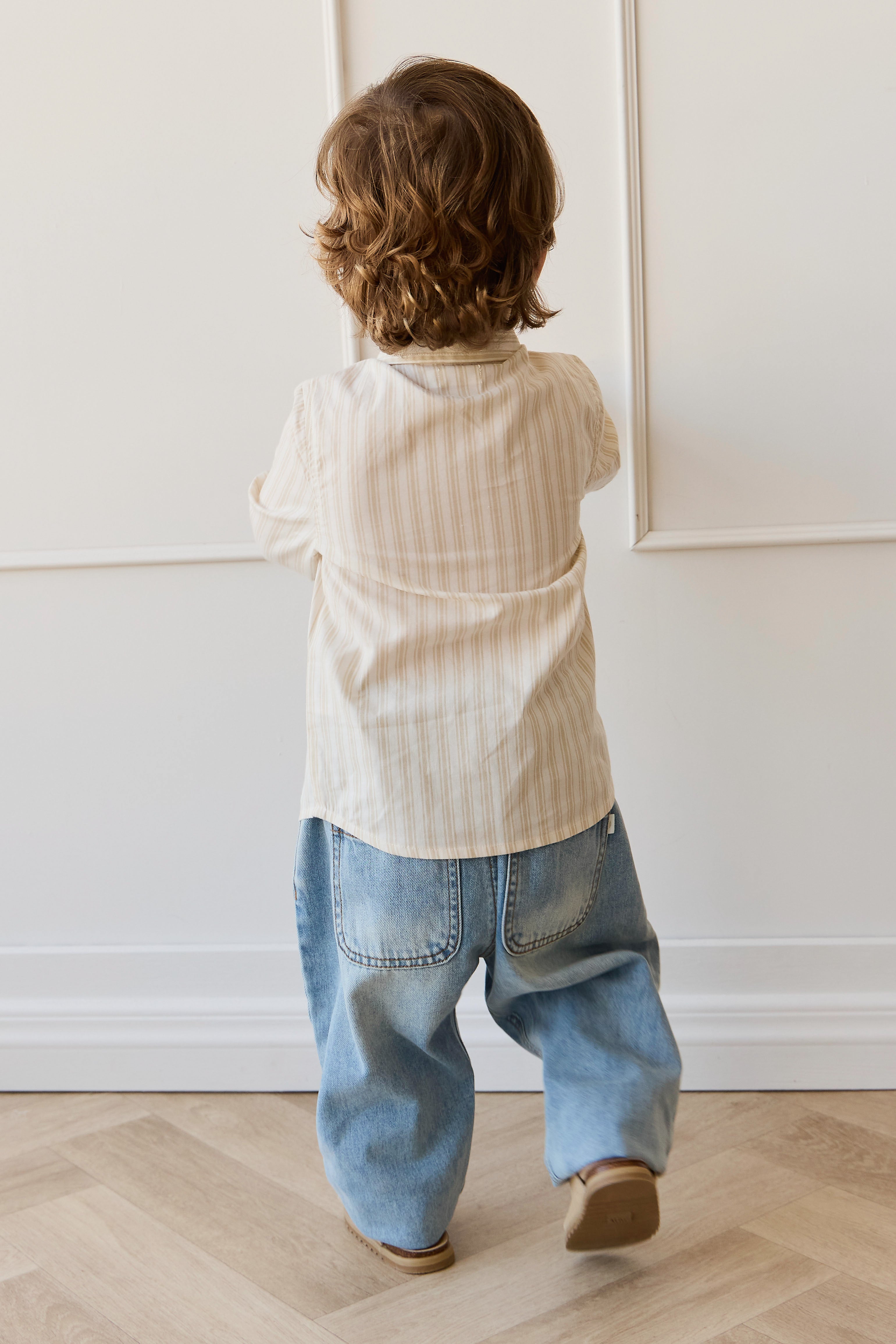 Organic Cotton Isaiah Shirt - Variegated Stripe Foam – Jamie Kay USA