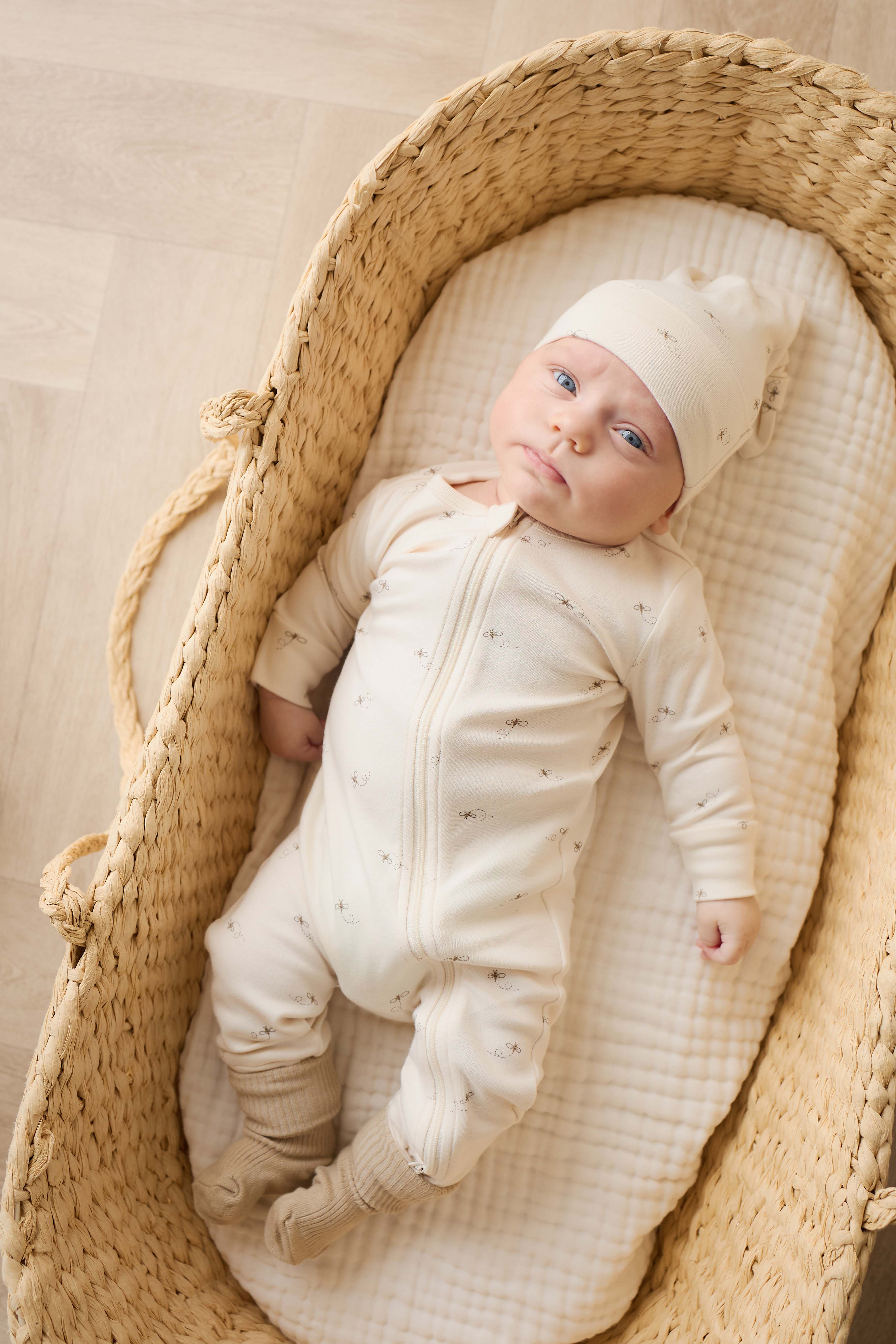 Organic Cotton Reese Zip Onepiece - Bumblebees – Jamie Kay USA