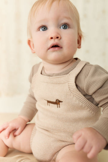 Ethan Playsuit - Oatmeal Marle Cosy Basil Childrens Playsuit from Jamie Kay USA
