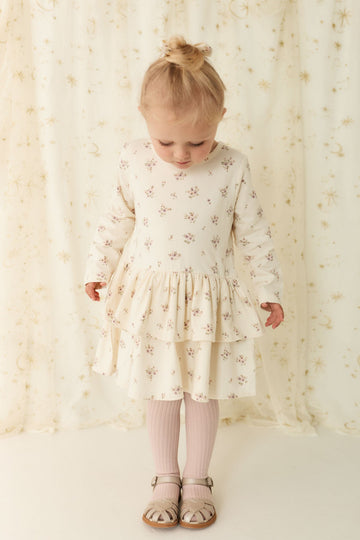 Organic Cotton Fayette Dress - Goldie Bouquet Egret Childrens Dress from Jamie Kay USA
