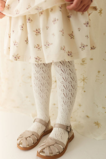 Scallop Weave Tight - Parchment Childrens Tights from Jamie Kay USA