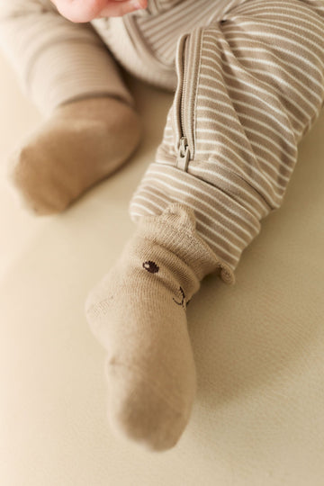 George Bear Ankle Sock - Vintage Taupe Childrens Sock from Jamie Kay USA
