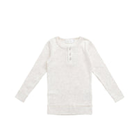 Organic Cotton Modal Long Sleeve Henley - Oatmeal Marle Childrens Top from Jamie Kay USA