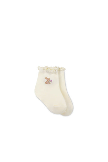 Alison Sock - Bunny Parchment Childrens Sock from Jamie Kay USA