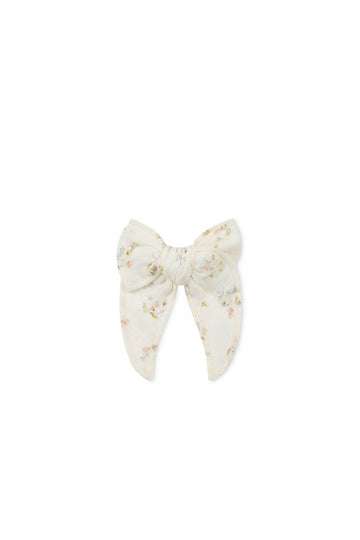 Organic Cotton Muslin Bow - Nina Watercolour Floral Childrens Bow from Jamie Kay USA