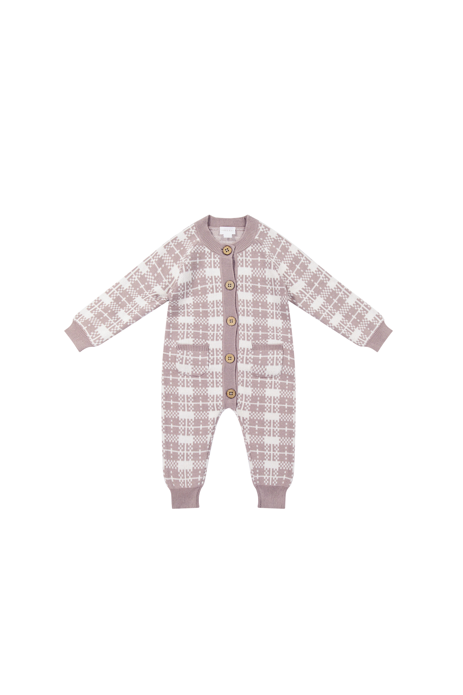 Marlo Knitted Onepiece - Marlo Check Jacquard Doe – Jamie Kay USA