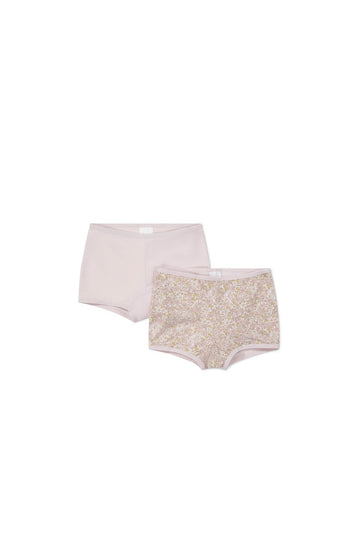 Organic Cotton 2PK Girls Shortie - Chloe Lilac/Luna Childrens Underwear from Jamie Kay USA