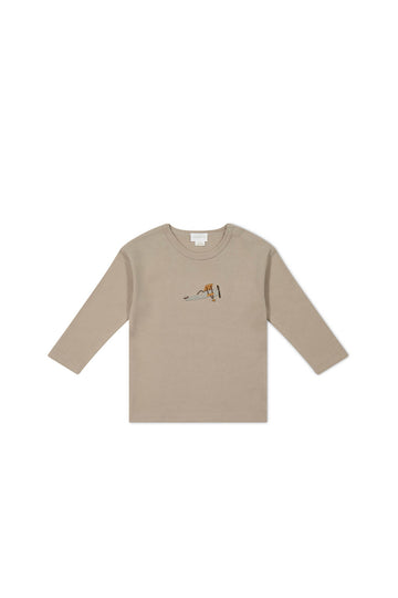 Pima Cotton Arnold Long Sleeve Top - Vintage Taupe Avion Childrens Top from Jamie Kay USA