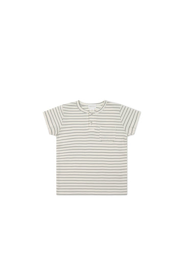 Pima Cotton Jason T-Shirt - Milford Sound/Cloud Stripe Childrens Top from Jamie Kay USA