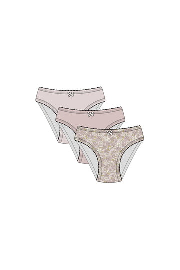 Organic Cotton 3PK Girls Underwear - Chloe Lilac/Luna/Violet Tint Childrens Underwear from Jamie Kay USA